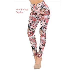 Plus Size Paisley Print Ladies Creamy Soft‎ Paisley Leggings Womens